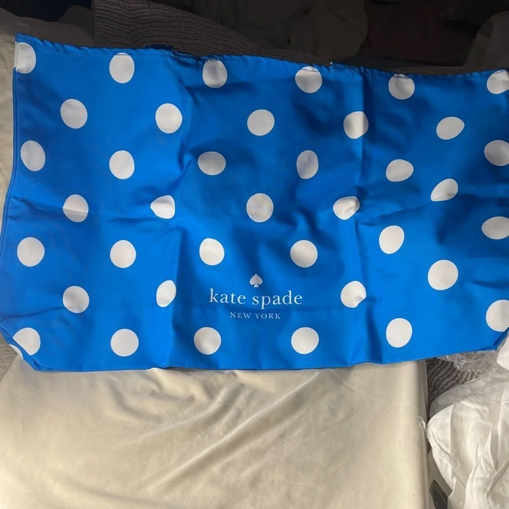 Kate Spade Vibrant Blue and White Dot Shopping Bag Whimsical Kate Spade Tote
